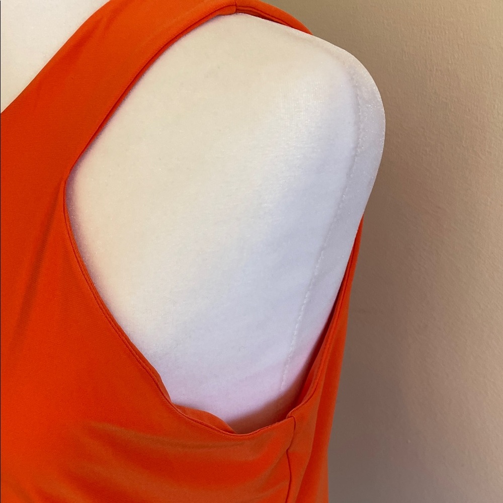 LAUREN RALPH LAUREN Bright Orange Sleeveless V-Neck Tank Top PM - Picture 13 of 16